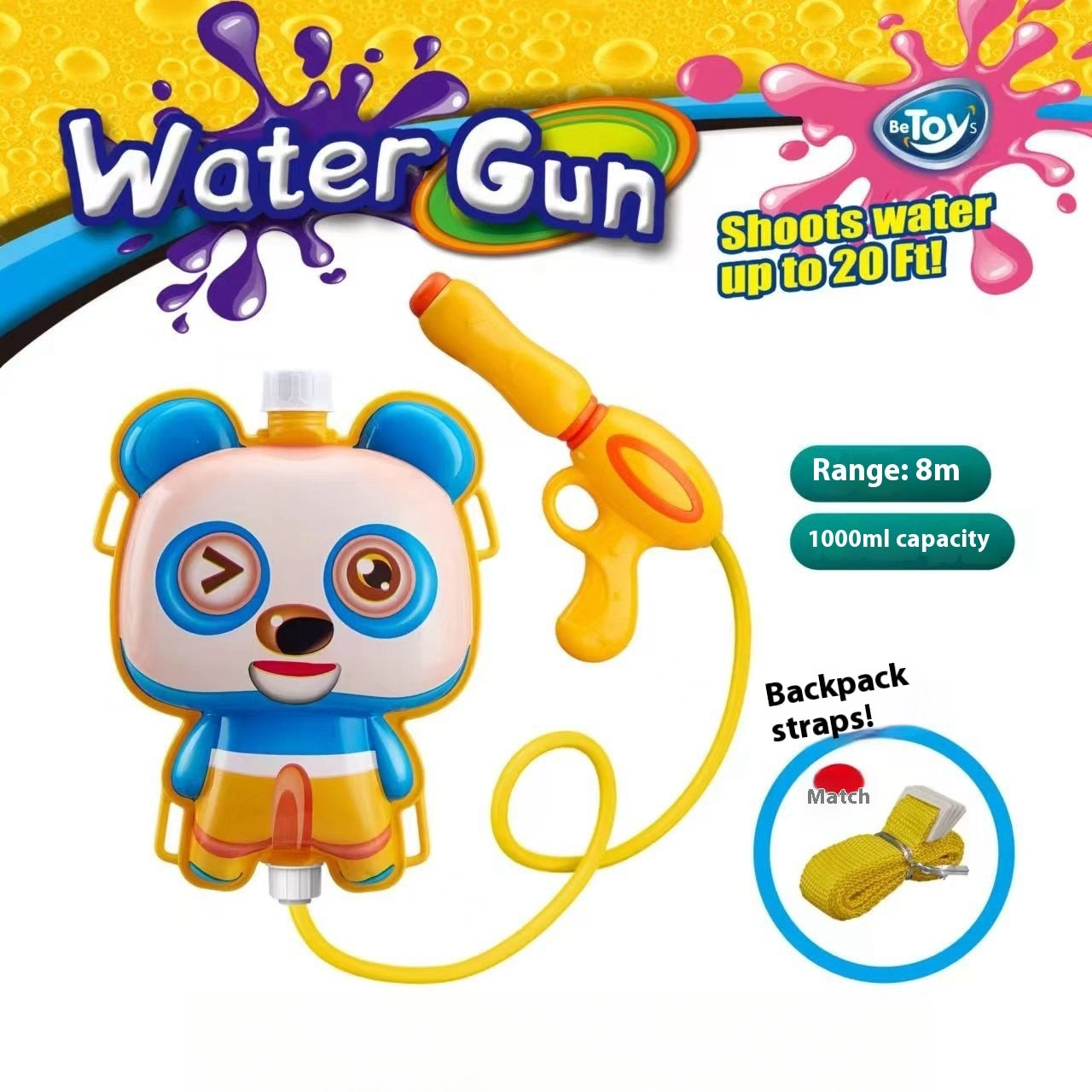 Children's Pull-out Backpack Water Gun Toy Water Playing Outdoor Water Fight Water - LJ Enterprise